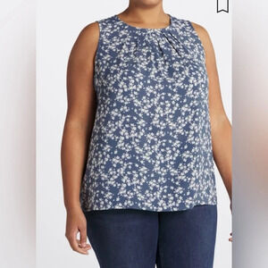 Fun 2 Fun Aliza Pleated Neck Blouse 3xl floral print